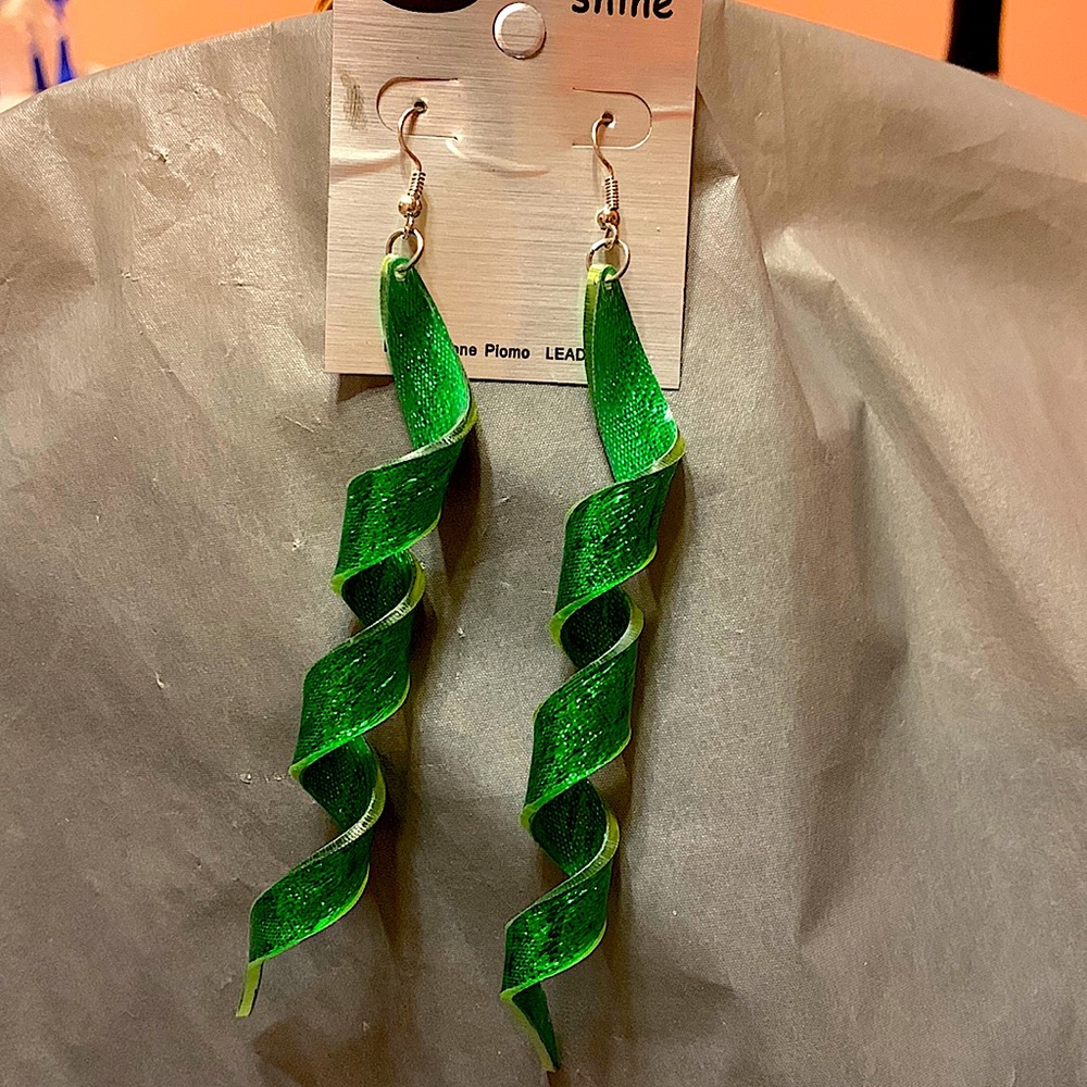 Green Glitter Earrings